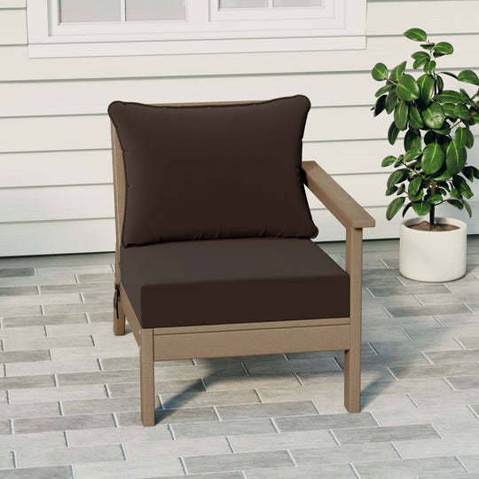 Avalon Outdoor Patio HDPE Right Arm Sectional Corner Club Chair with Patio Cushions