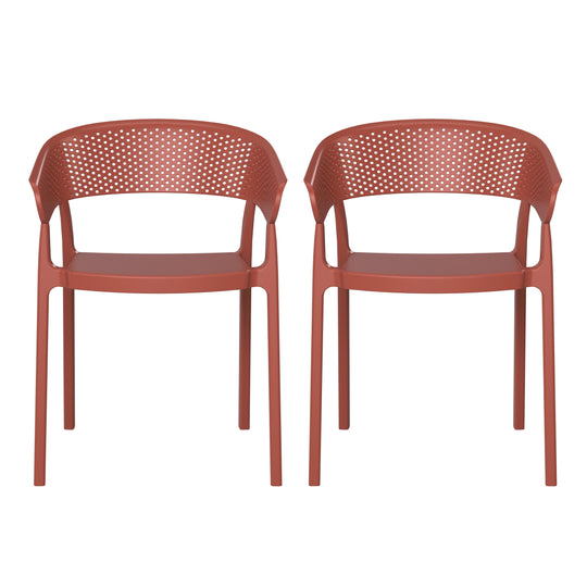 Playa Outdoor Modern Stackable Plastic Resin Patio Dining Armchair (Set of 2)
