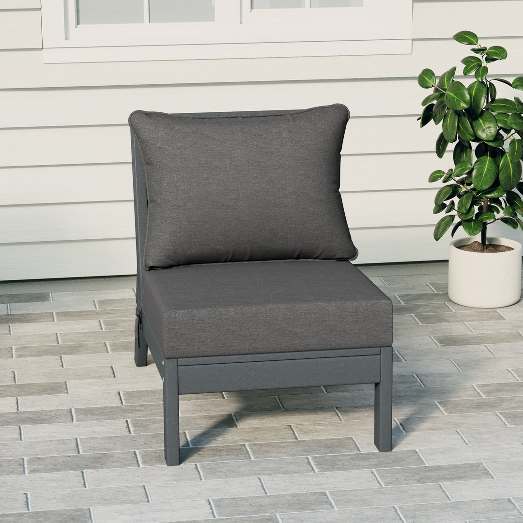 Avalon Outdoor HDPE Deep Seating Modular Armless Patio Chair with Patio Cushions