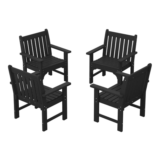 Malibu Outdoor Patio HDPE Adirondack Dining Arm Chairs (Set of 4)