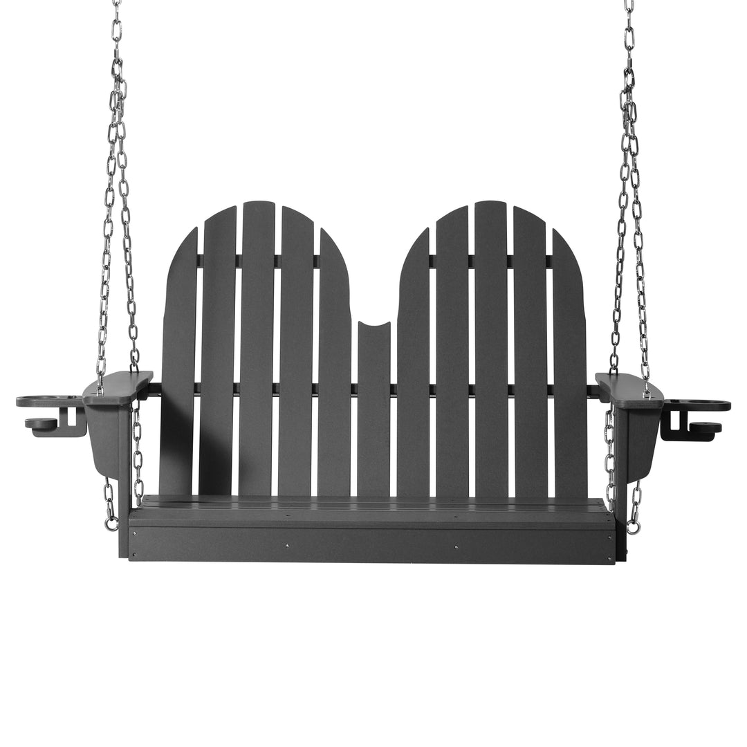 St. Augustine 4ft Outdoor HDPE Poly Farmhouse Hanging Porch Swing With Cup Holders