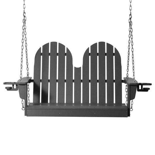 St. Augustine 4ft Outdoor HDPE Poly Farmhouse Hanging Porch Swing With Cup Holders