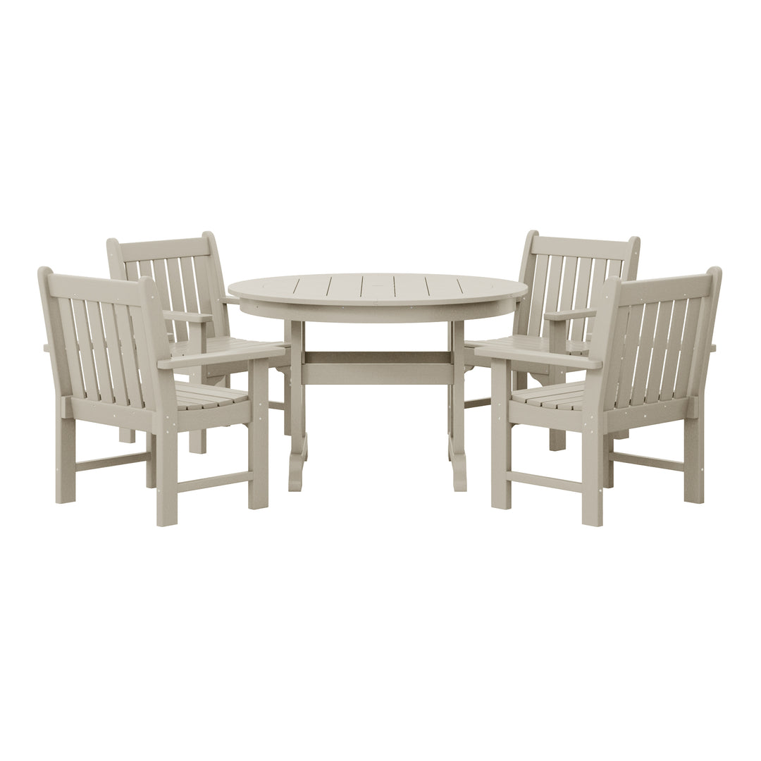 Malibu 5-Piece HDPE Outdoor Patio Chair and Round Table Dining Set