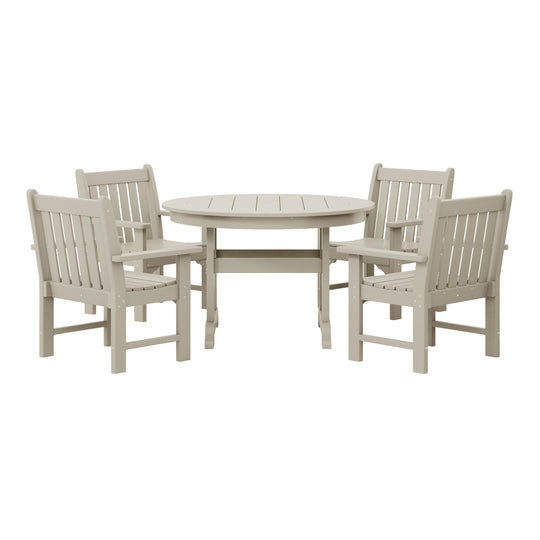 Malibu 5-Piece HDPE Outdoor Patio Chair and Round Table Dining Set