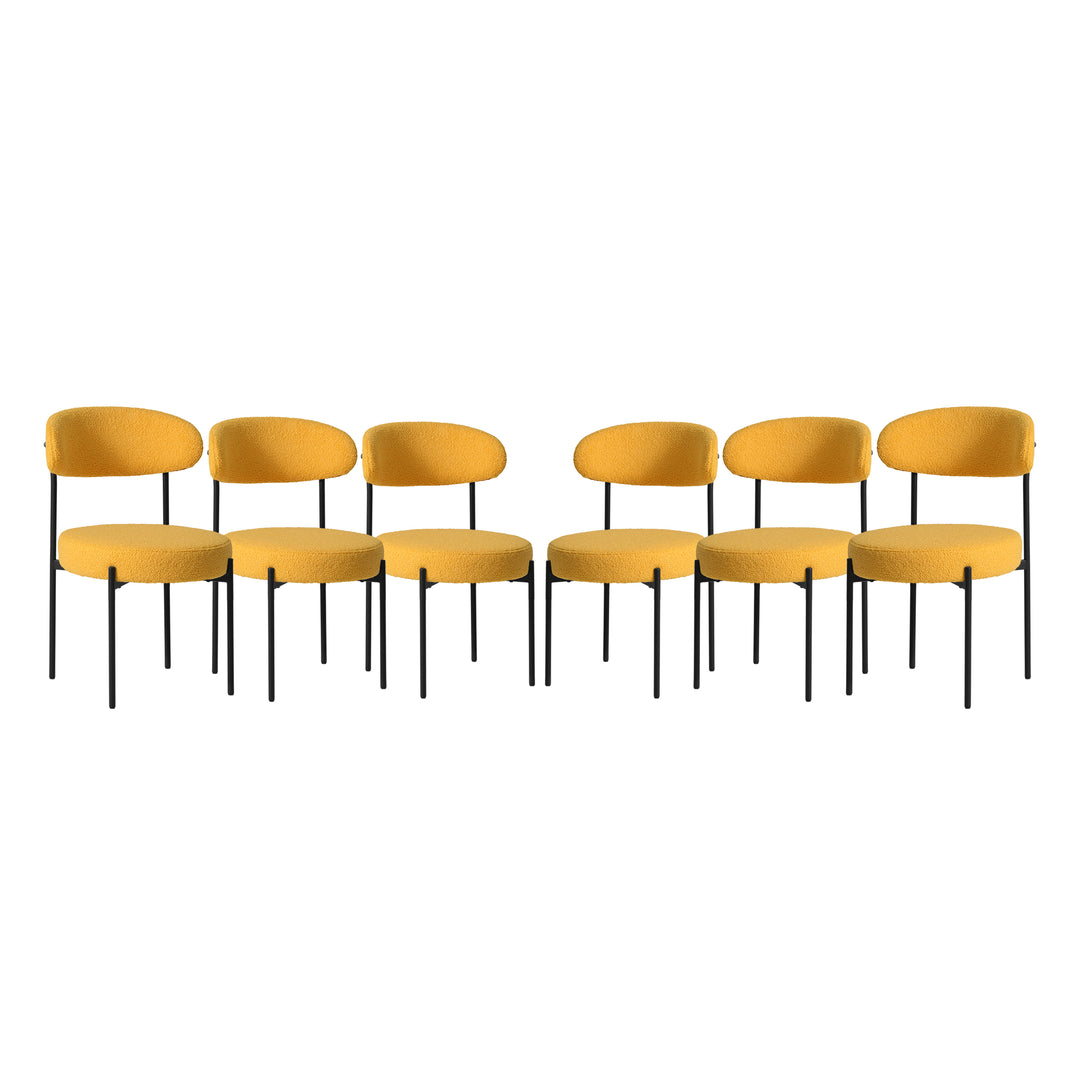 Alexandria Mid-Century Modern Upholstered Sherpa Round Dining Chairs (Set of 6)