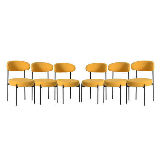 Alexandria Mid-Century Modern Upholstered Sherpa Round Dining Chairs (Set of 6)