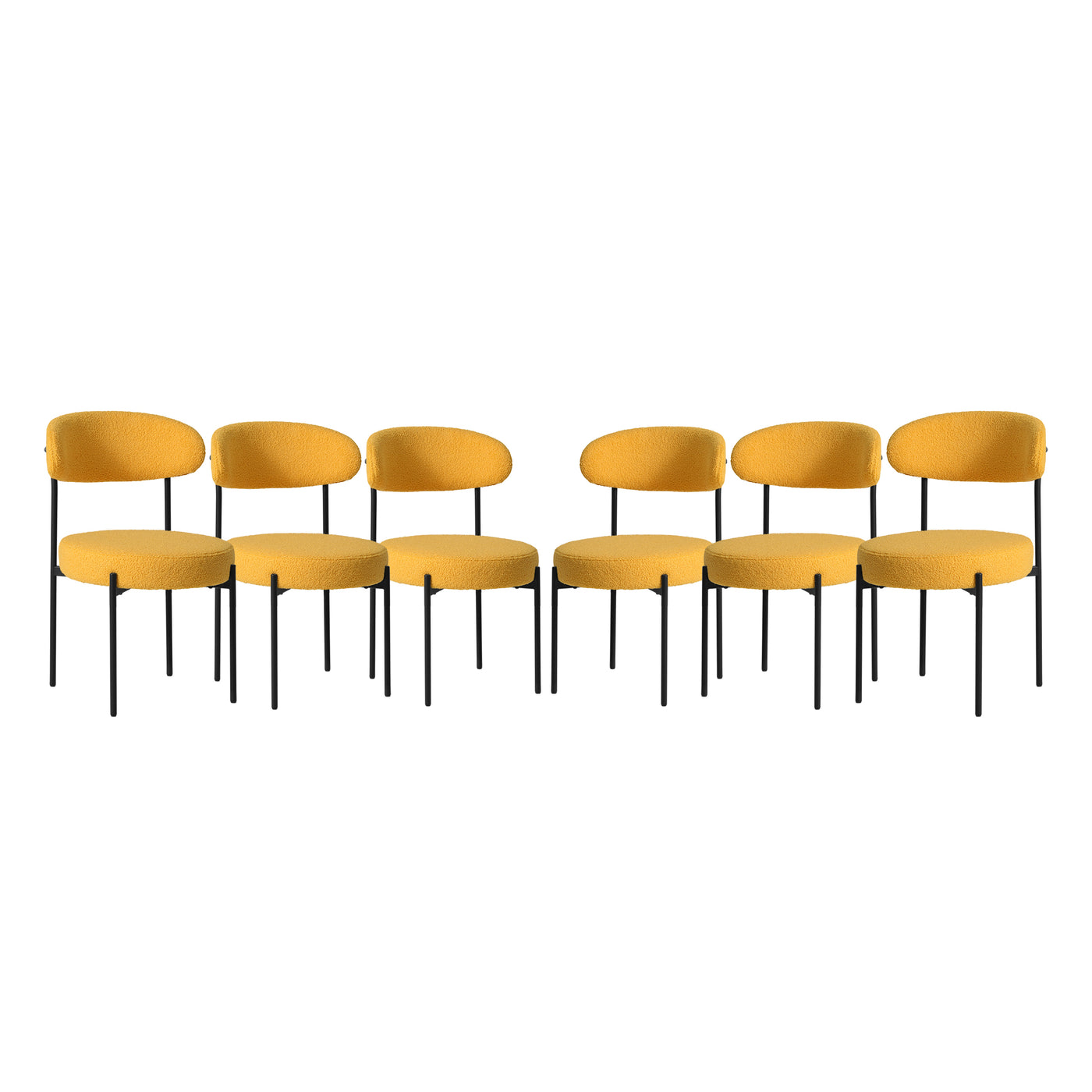 Alexandria Mid-Century Modern Upholstered Sherpa Round Dining Chairs (Set of 6)