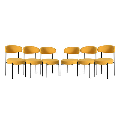 Alexandria Mid-Century Modern Upholstered Sherpa Round Dining Chairs (Set of 6)