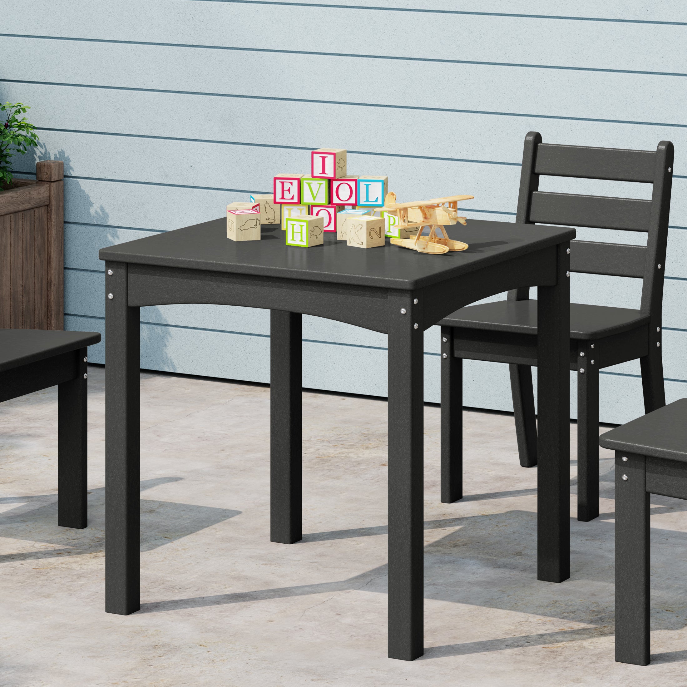 Treehouse Kids 24" Wide HDPE Plastic Childrens Square Dinner Table