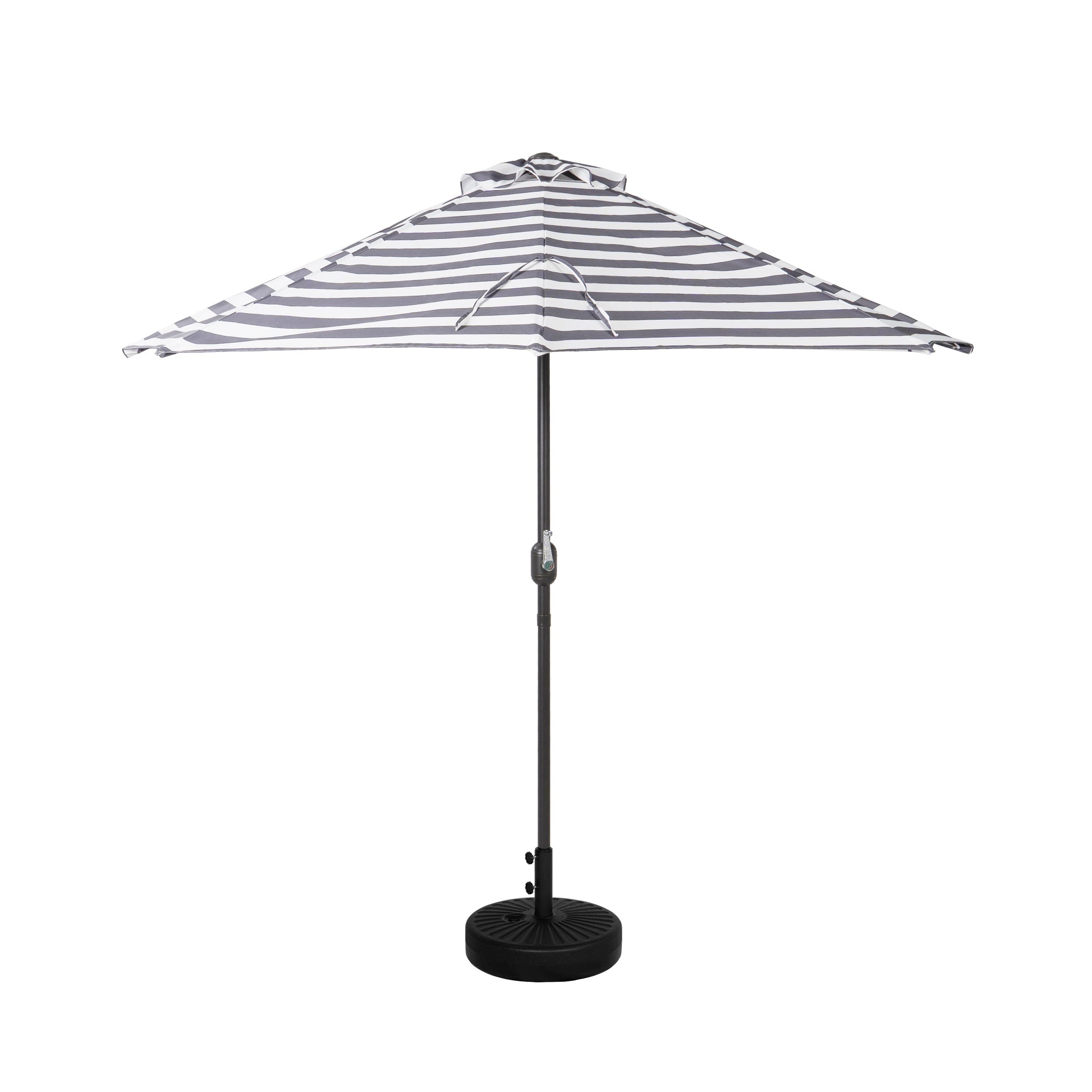Lanai 9 ft. Aluminum Half Market Crank Lift Patio Umbrella with Base