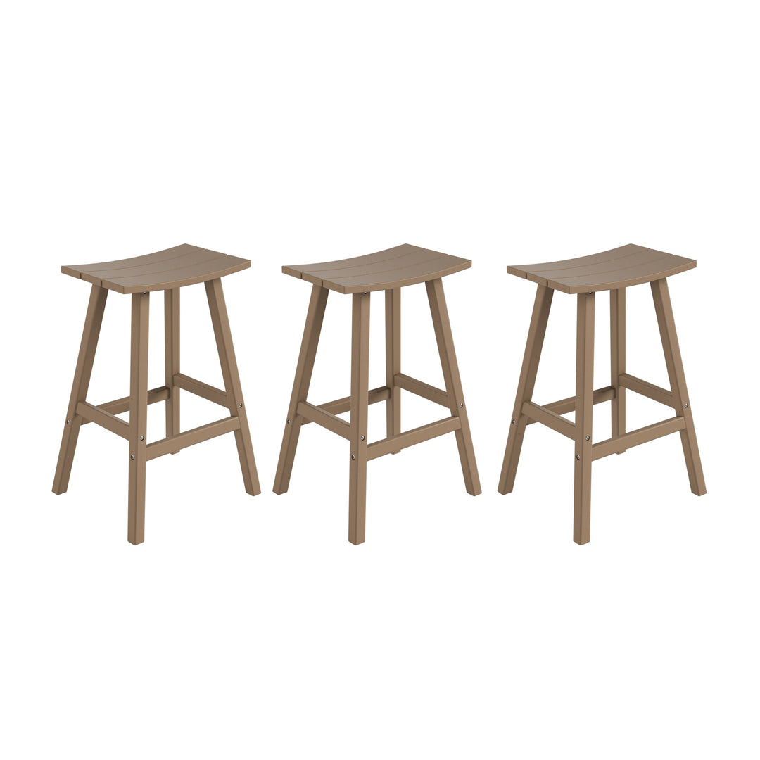 Malibu 29" HDPE Outdoor Patio Bar Height Bar Stools (Set of 3)