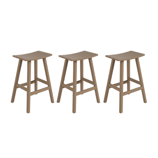 Malibu 29" HDPE Outdoor Patio Bar Height Bar Stools (Set of 3)