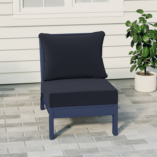 Avalon Outdoor HDPE Deep Seating Modular Armless Patio Chair with Patio Cushions