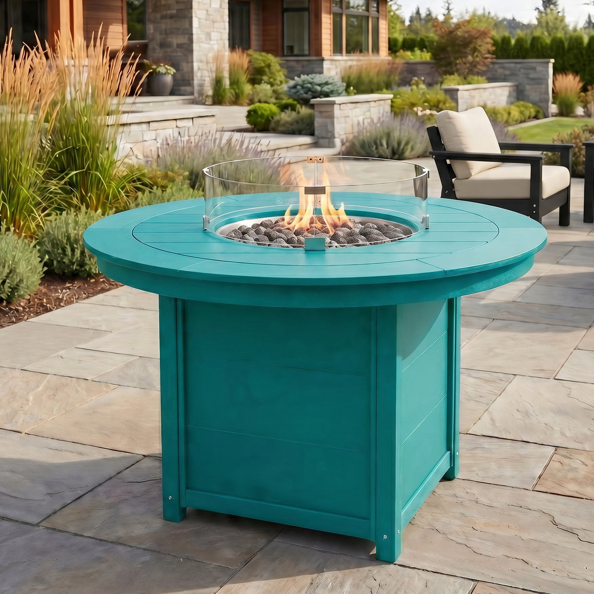 Helios 47" Modern Outdoor Patio Propane Gas Round Fire Pit Table