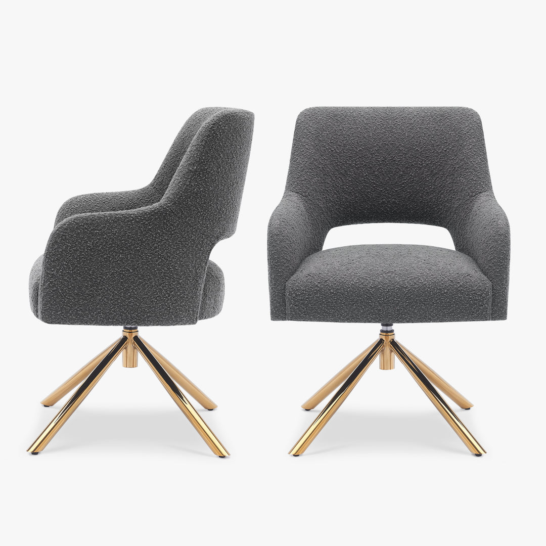 Genevieve Mid-Century Modern Wide Boucle Swivel Accent Arm Chair (Set of 2)