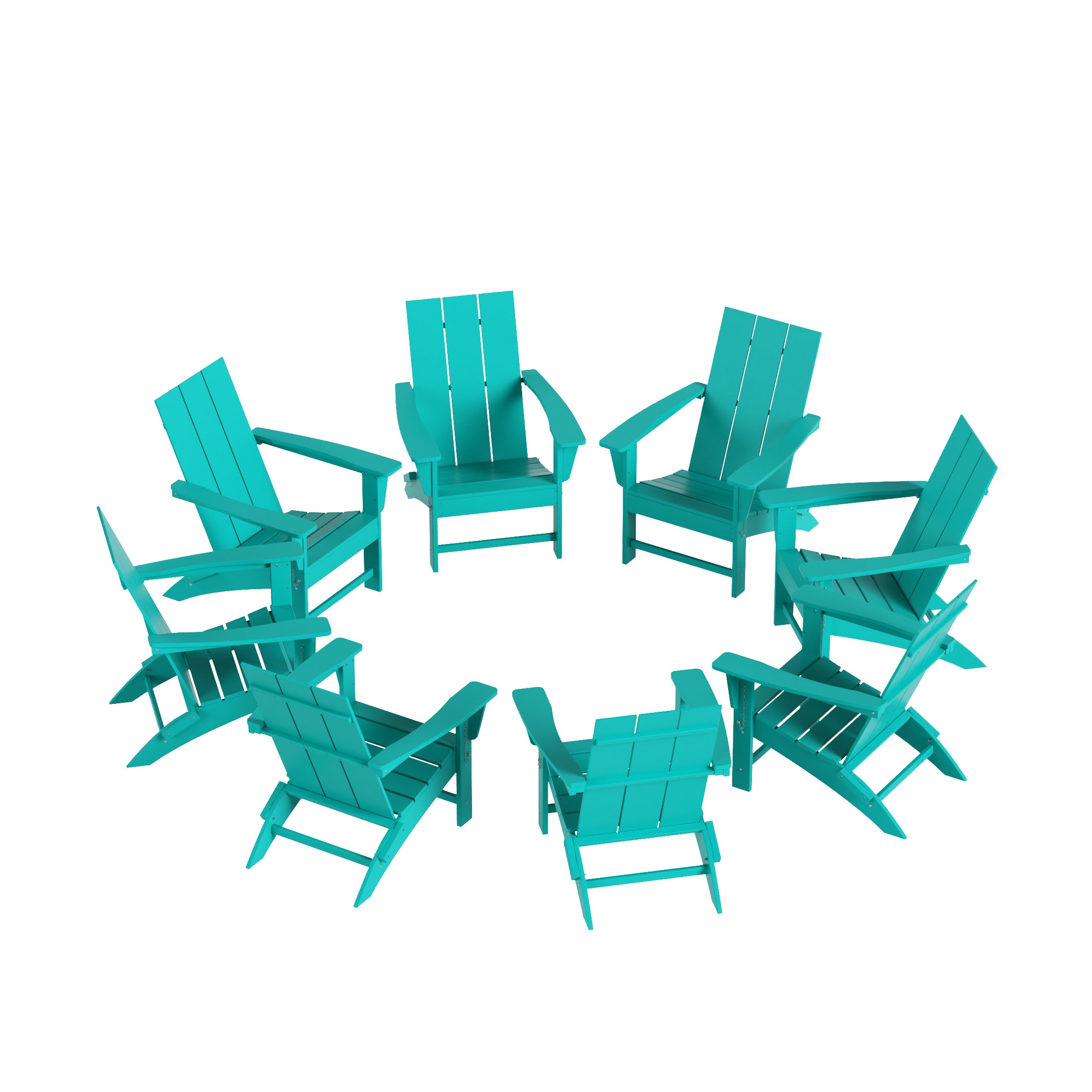 Ashore Modern Poly Folding Adirondack Chair Set (Set of 8)