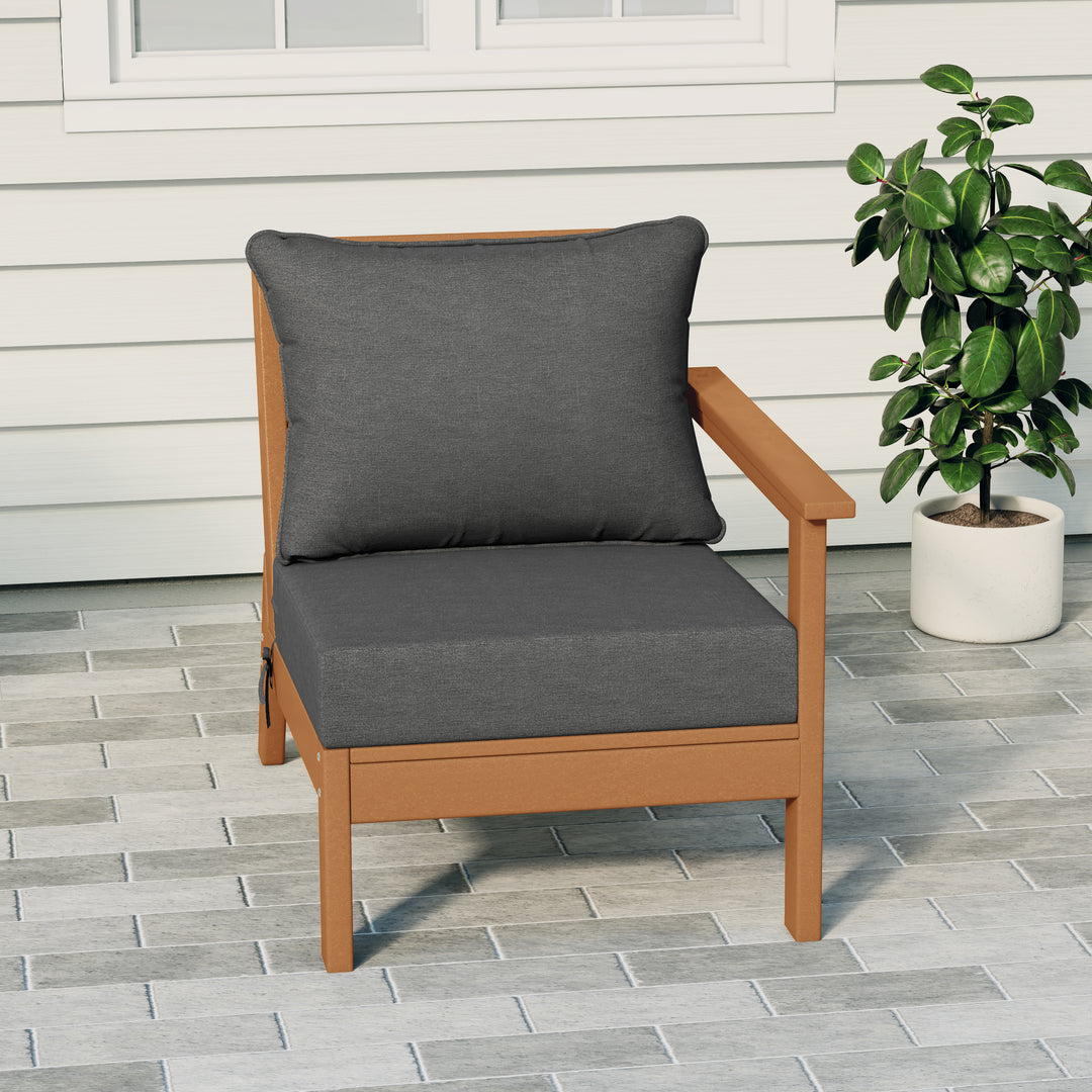 Avalon Outdoor Patio HDPE Right Arm Sectional Corner Club Chair with Patio Cushions