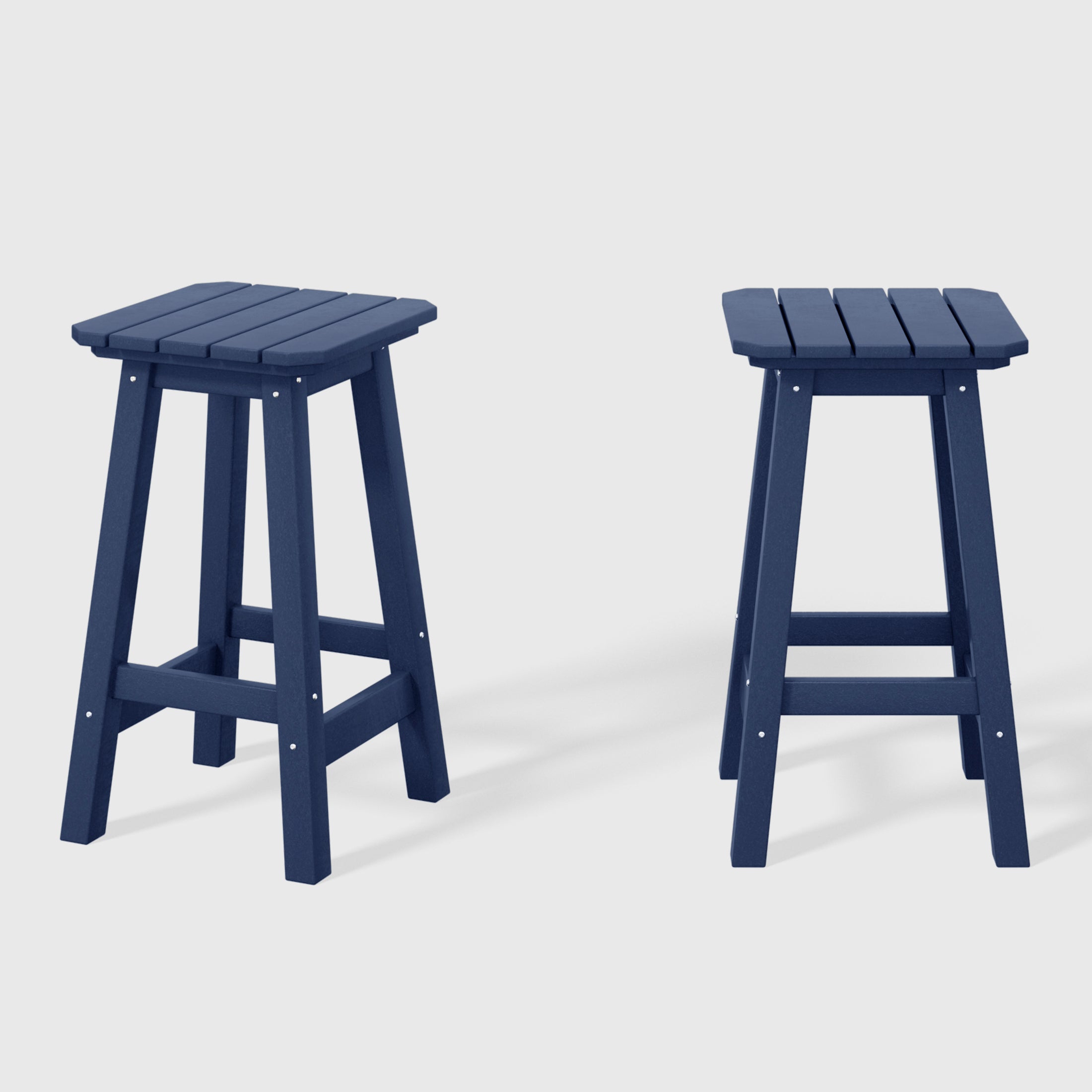 Malibu 24" HDPE Outdoor Patio Counter High Backless Square Bar Stools Set of 2