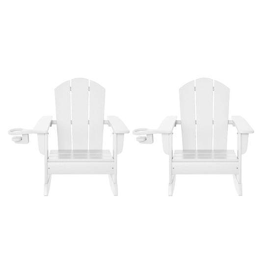 Malibu Outdoor HDPE Plastic Preschool Toddler Classic Adirondack Rocking Chairs (Set of 2)