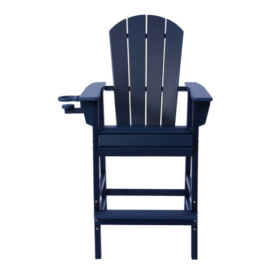 Malibu Outdoor HDPE Tall Adirondack Bar Height Chair With Cup Holder