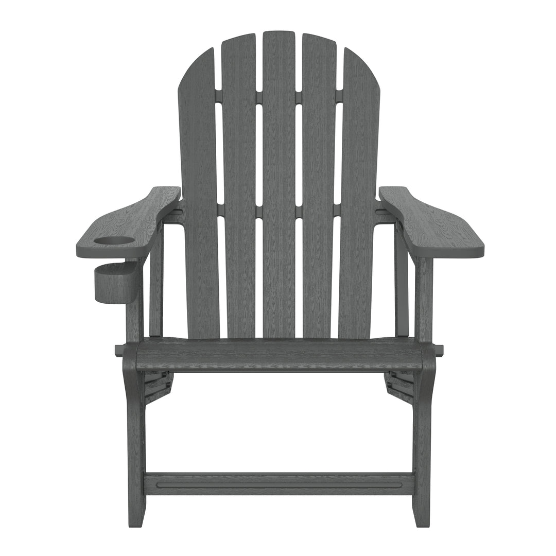 Azura Tool-Free Assembly Outdoor Patio HDPE Plastic Adirondack Chair with Cup Holder