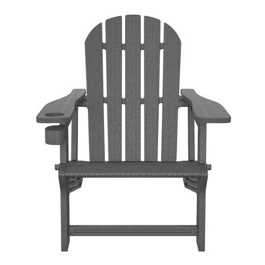 Azura Tool-Free Assembly Outdoor Patio HDPE Plastic Adirondack Chair with Cup Holder