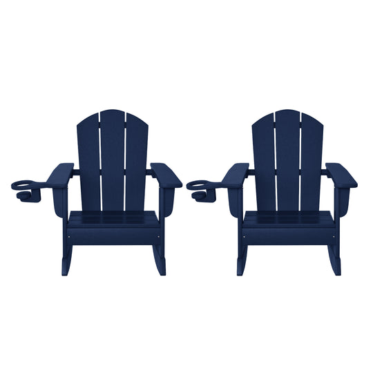 Malibu Outdoor HDPE Plastic Preschool Toddler Classic Adirondack Rocking Chairs (Set of 2)