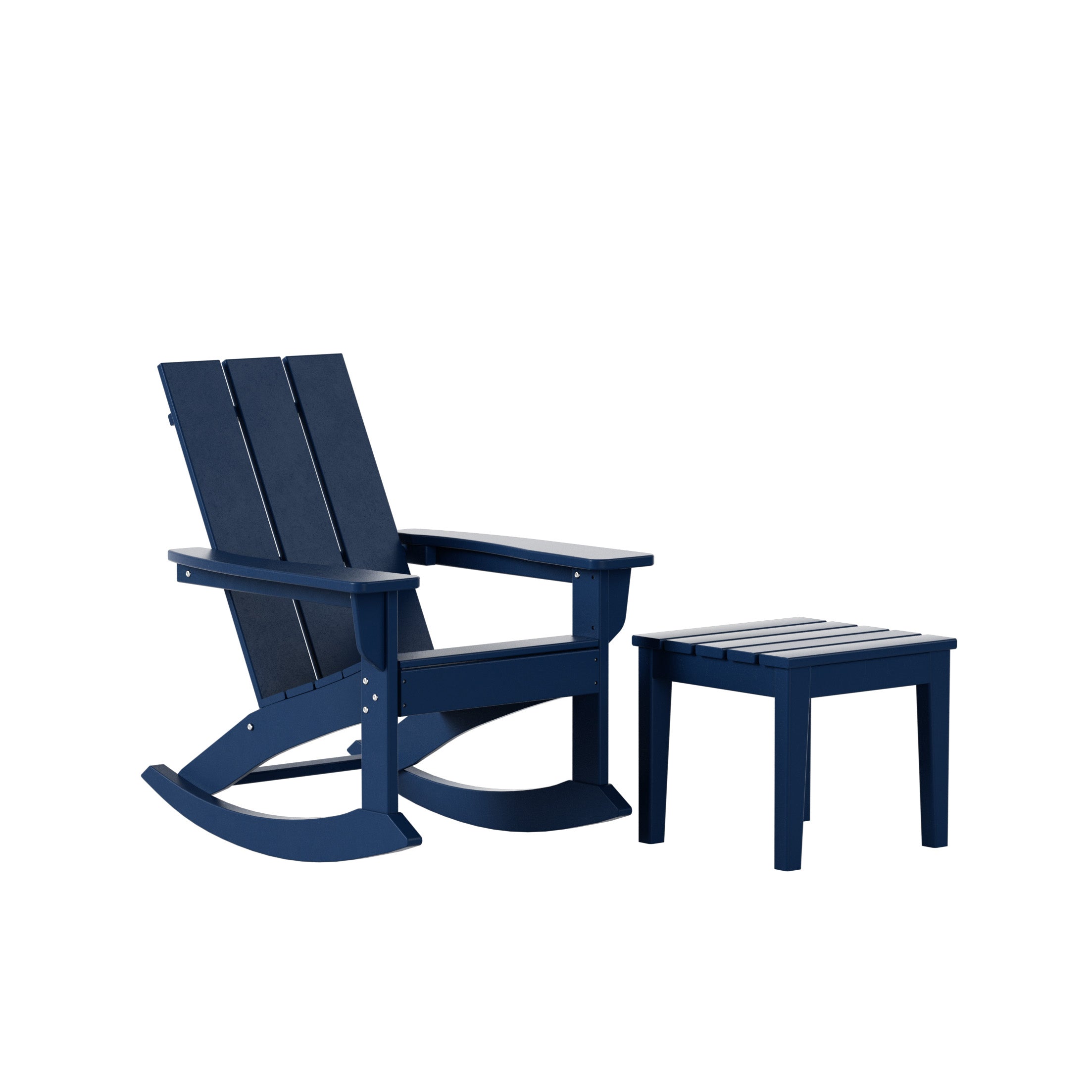 Ashore 2-Pieces Set Modern Plastic Outdoor Rocking Chair with Square Side Table