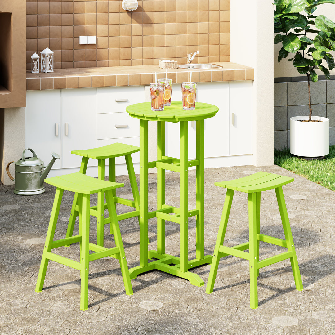 Malibu Outdoor Patio Bar Height Table and Bar Stool 3-Piece Set