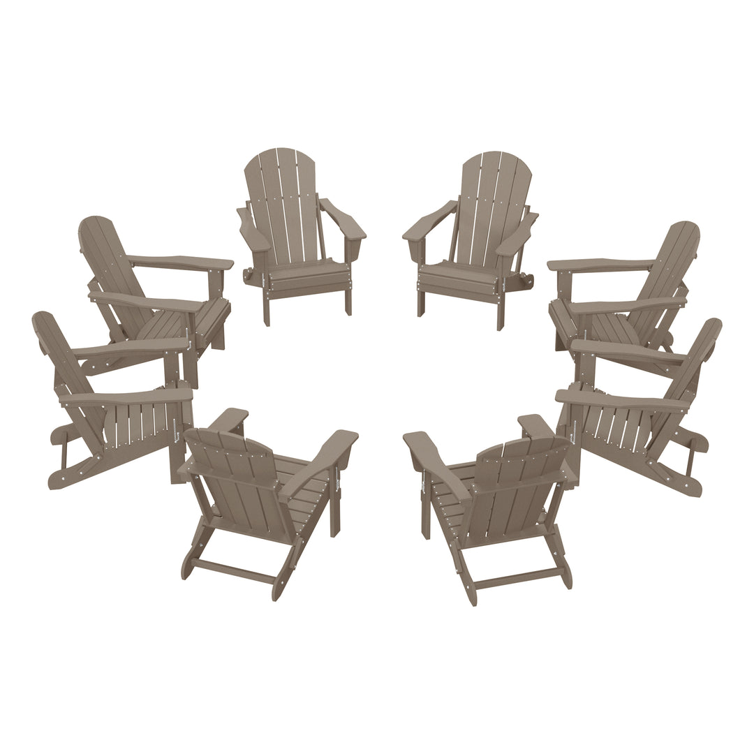 Malibu Outdoor Folding Poly Adirondack Chair (Set of 8)