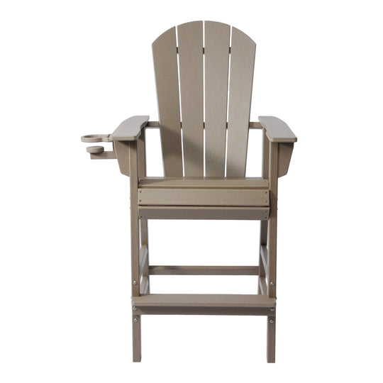 Malibu Outdoor HDPE Tall Adirondack Bar Height Chair With Cup Holder