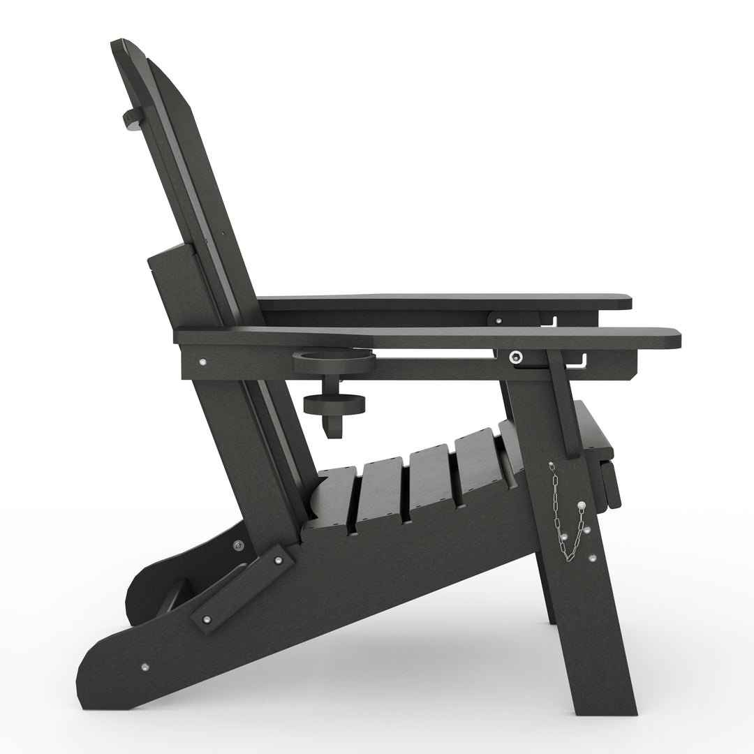 Malibu 2-Piece Outdoor Folding Adjustable Adirondack Chair with Cup Holder & Hideaway Ottoman and 18" Side Table