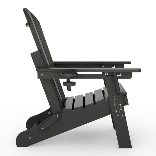 Malibu Folding Adjustable Adirondack Chair with Retractable Ottoman and Cup Holder