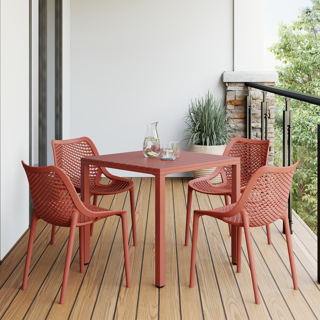 Playa 5-Piece Outdoor Patio Metal Frame Dining Table Set with Stackable Patio Dining Chairs