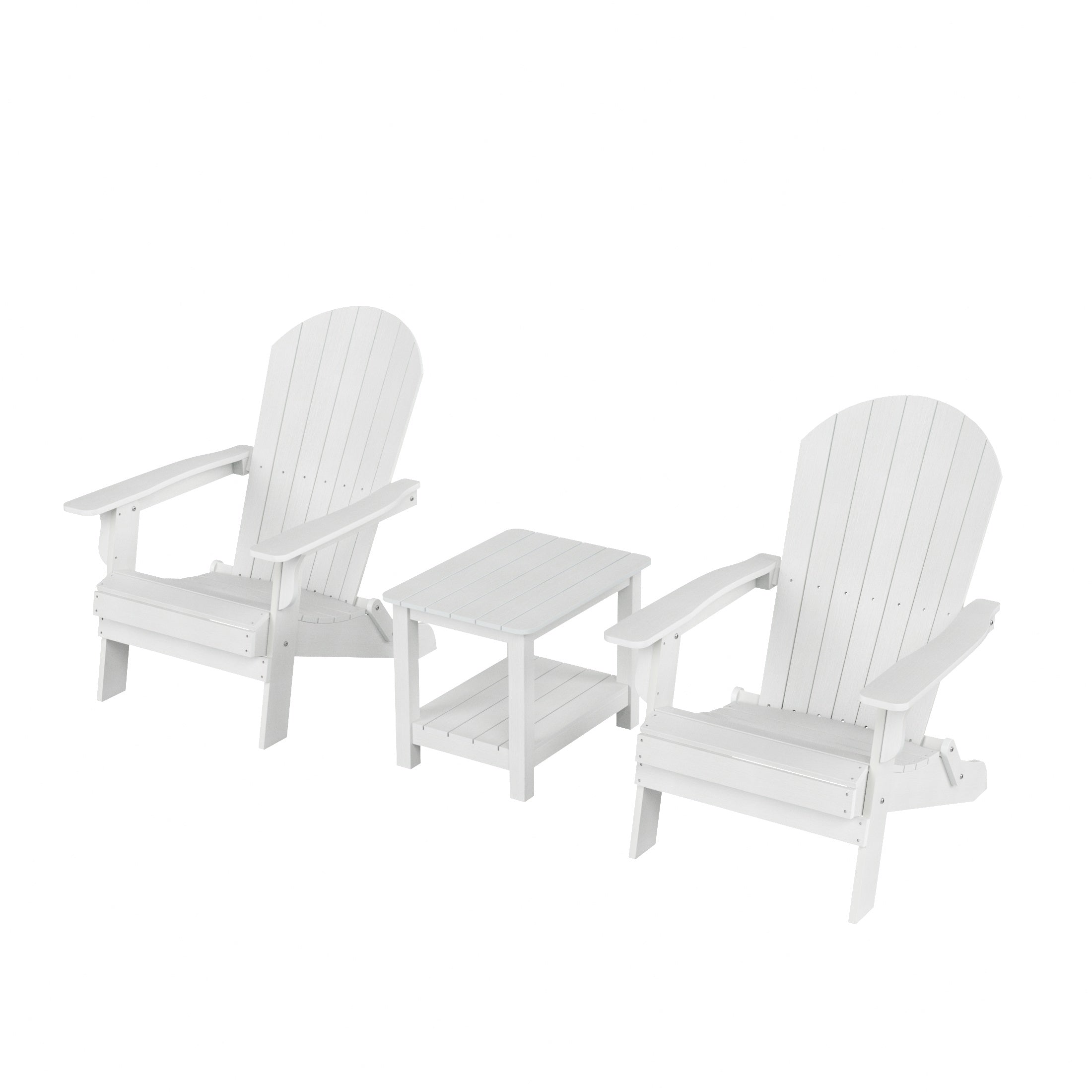 Tuscany 3PC Outdoor Adirondack Seashell Chair Set With Side Table