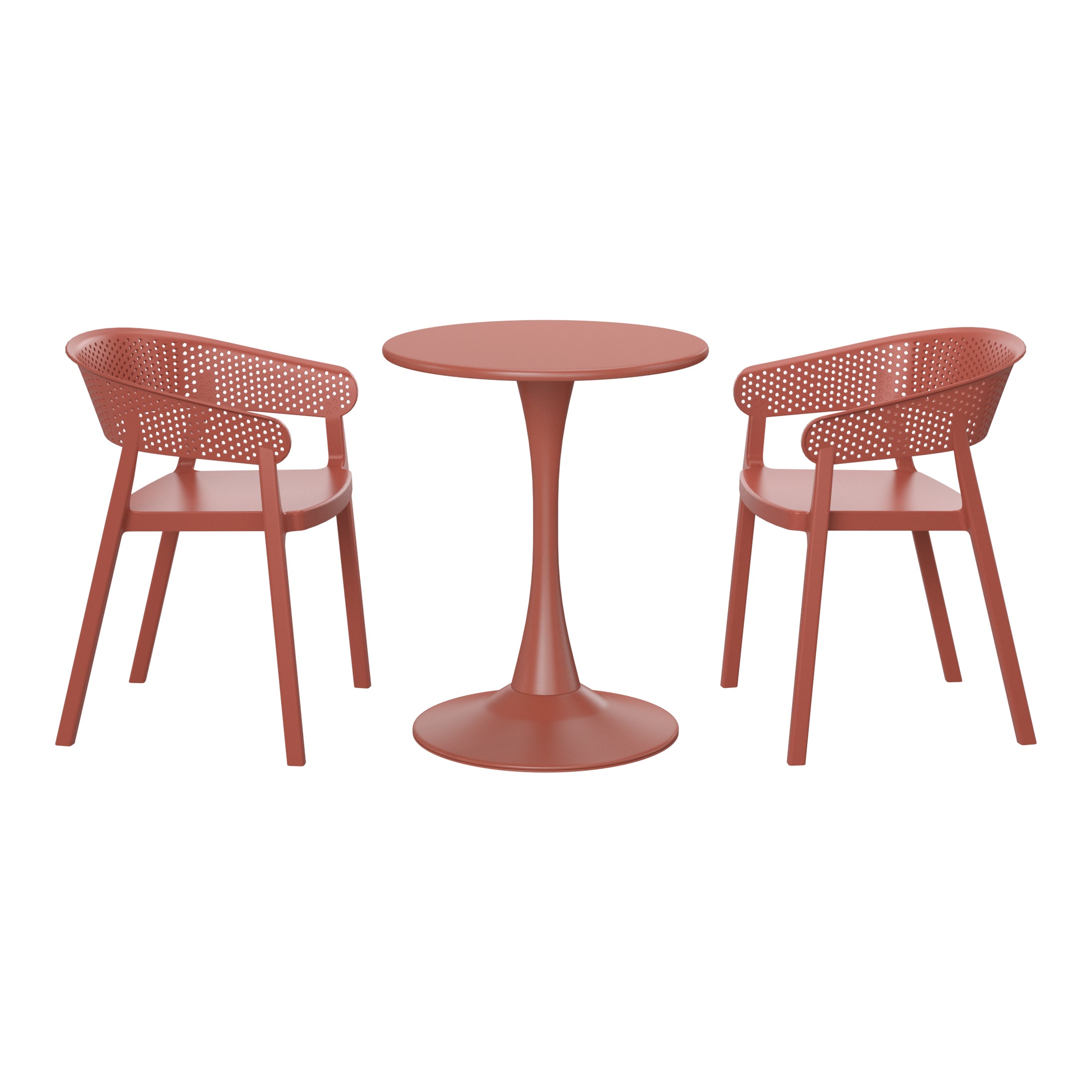 Playa 3-Piece Indoor Outdoor Metal Patio Dining Table Set With Stackable Patio Chairs