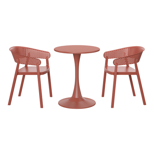 Playa 3-Piece Indoor Outdoor Metal Patio Dining Table Set With Stackable Patio Chairs