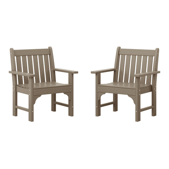 Malibu Outdoor Patio HDPE Adirondack Dining Arm Chairs (Set of 2)