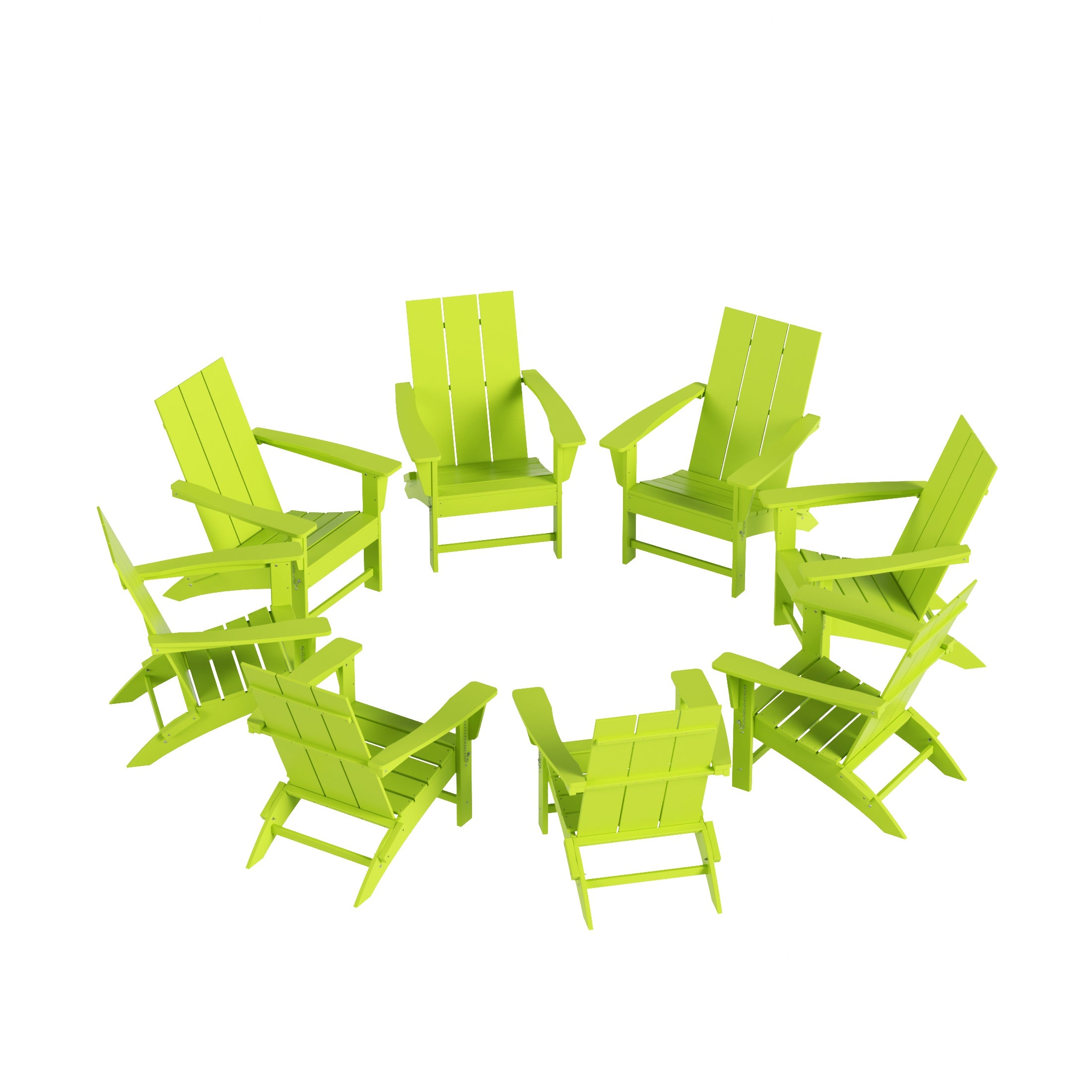 Ashore Modern Poly Folding Adirondack Chair Set (Set of 8)
