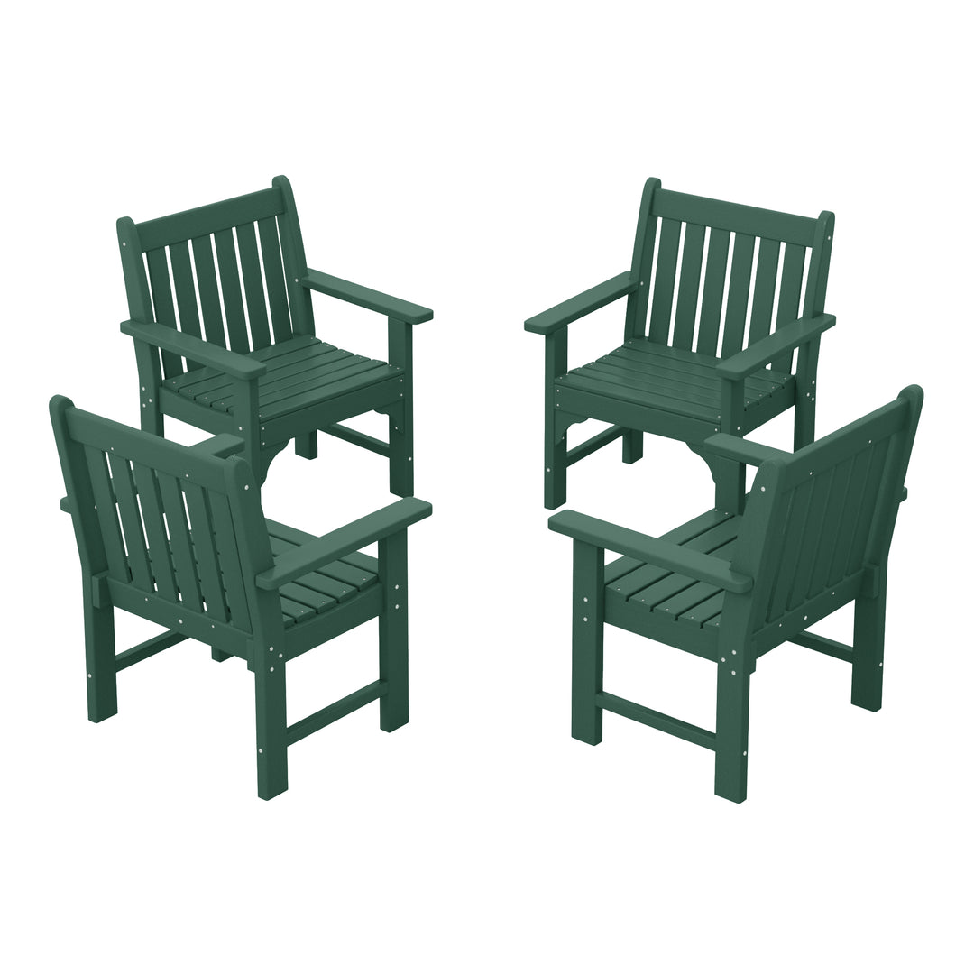 Malibu Outdoor Patio HDPE Adirondack Dining Arm Chairs (Set of 4)