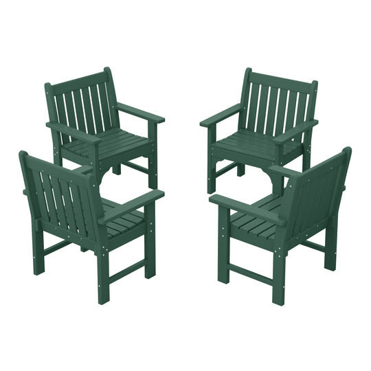 Malibu Outdoor Patio HDPE Adirondack Dining Arm Chairs (Set of 4)
