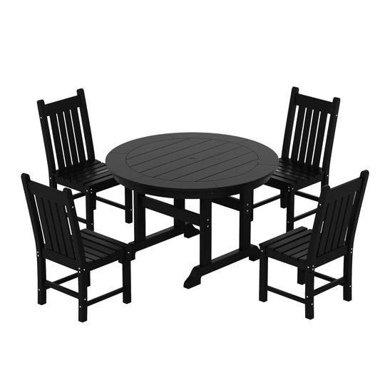 Malibu 5 Piece Outdoor Patio Dining Set Outdoor Round Table and Chair Set