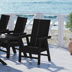 Ashore modern Adirondack dining chair in Black styled outdoors
