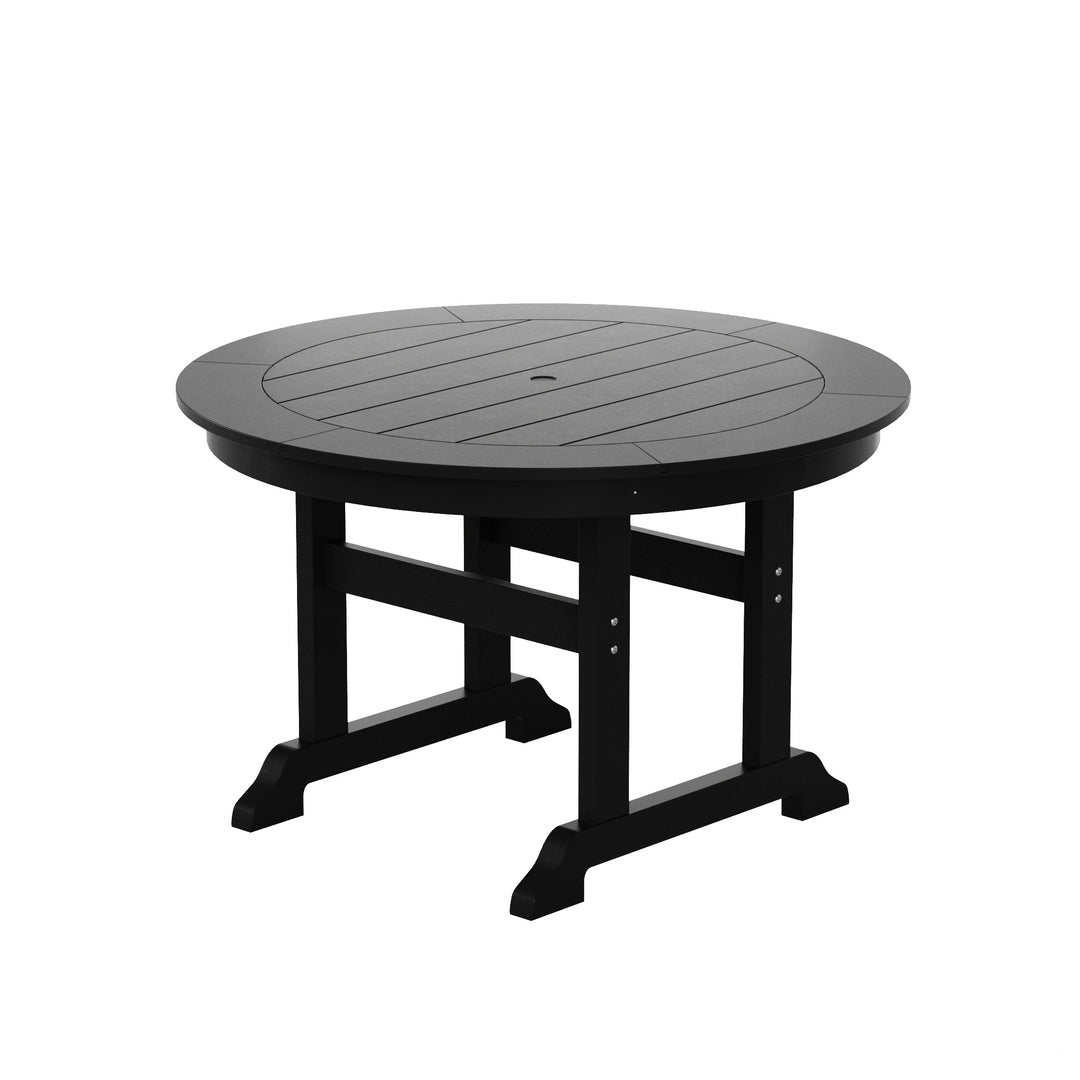 Malibu 5-Piece HDPE Round Patio Dining Table Set with Foldable Chairs