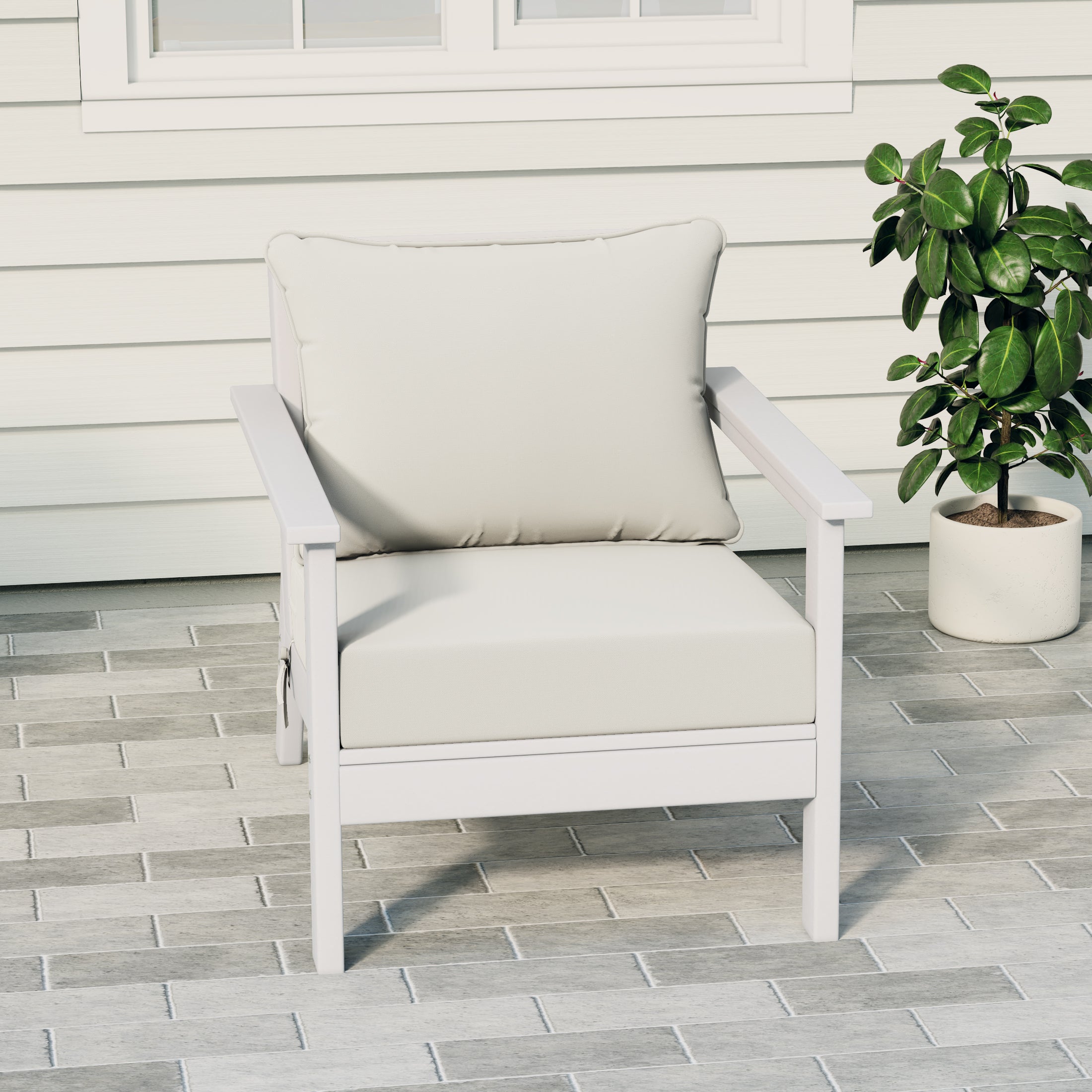 Avalon Outdoor Modern HDPE Patio Club Chair with Deep Seat Cushions