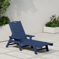 Malibu reclining chaise lounge in Navy Blue styled outdoors