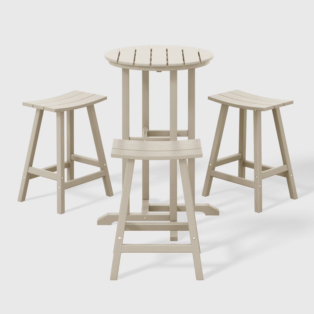 Malibu Outdoor Patio Counter Height Bar Stools Bistro Bar Table 4-Piece Set