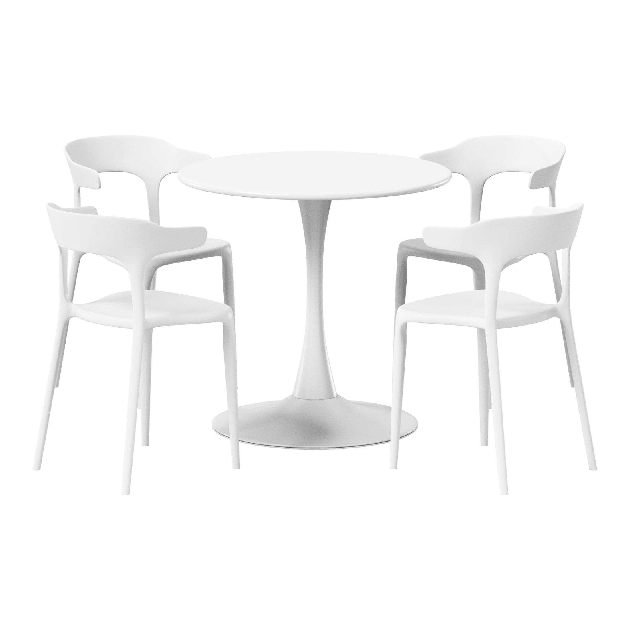 Playa 5-Piece Outdoor Metal Patio Dining Table Set With Stackable Patio Chairs
