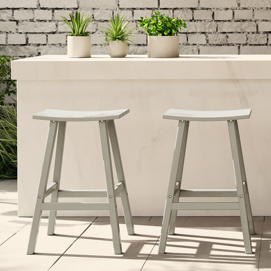 Malibu 29" HDPE Outdoor Patio Bar Height Bar Stools (Set of 2)