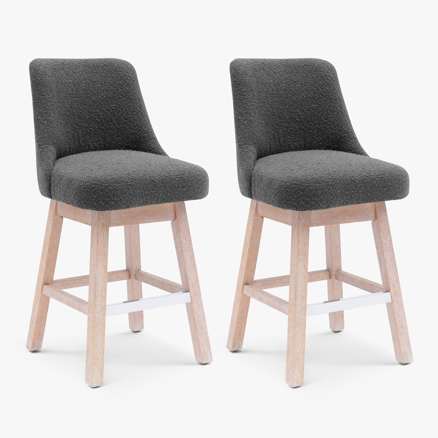 Genevieve 26" Upholstered Swivel Counter Height Bar Stools (Set of 2)
